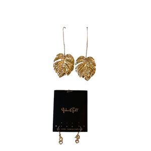 John Golt Pacsun Gold Dangle Set of Heart Earrings and Palm Leaf Earrings
